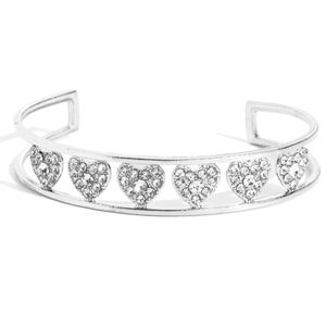 Beautiful Rhinestone Heart Cuff Bracelet